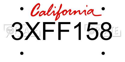 3XFF158 California License Plate