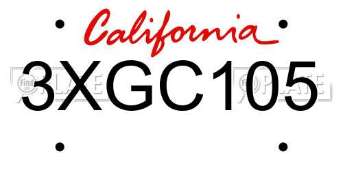 3XGC105 California License Plate