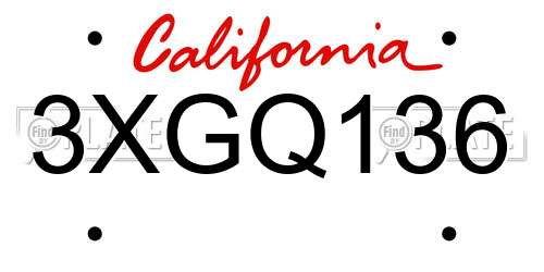 3XGQ136 California License Plate