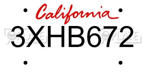 3XHB672 California License Plate