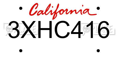3XHC416 California License Plate