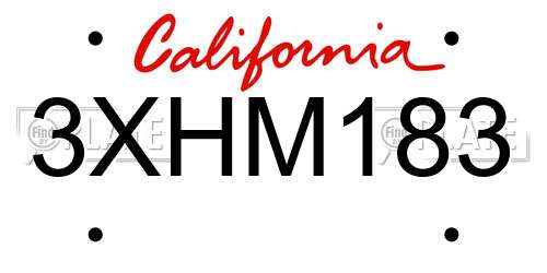 3XHM183 California License Plate