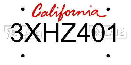 3XHZ401 California License Plate