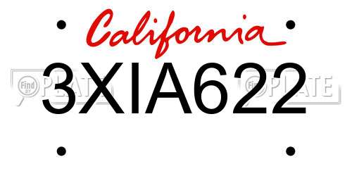 3XIA622 California License Plate