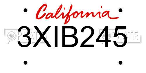 3XIB245 California License Plate