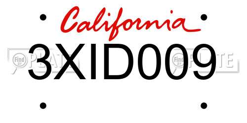 3XID009 California License Plate