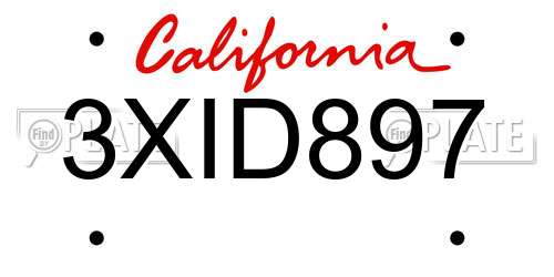 3XID897 California License Plate