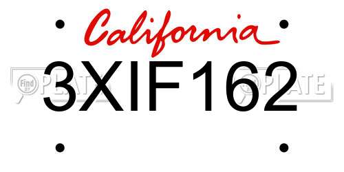 3XIF162 California License Plate