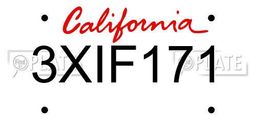 3XIF171 California License Plate
