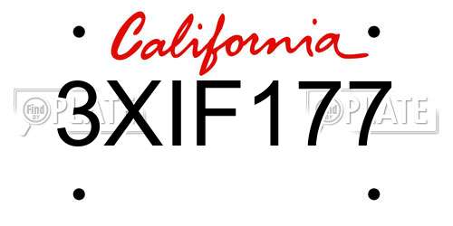 3XIF177 California License Plate