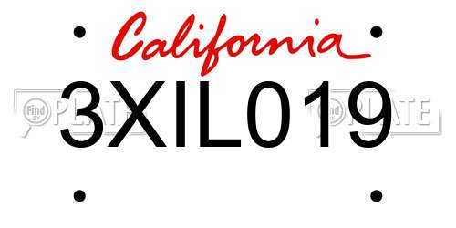 3XIL019 California License Plate