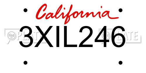 3XIL246 California License Plate