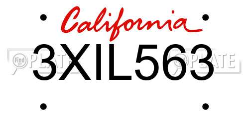 3XIL563 California License Plate