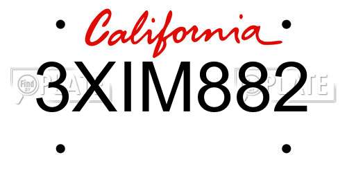 3XIM882 California License Plate