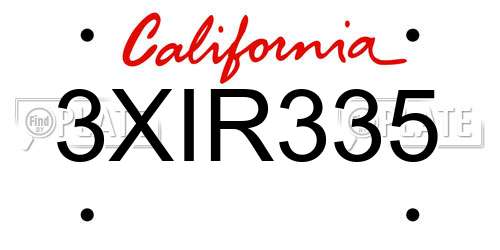 3XIR335 California License Plate