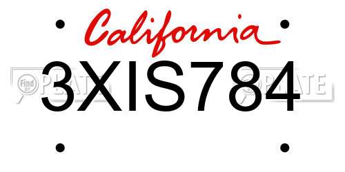 3XIS784 California License Plate