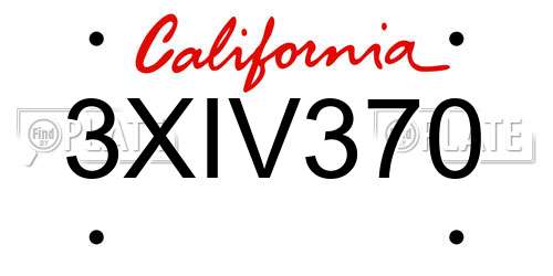 3XIV370 California License Plate