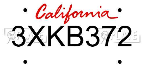3XKB372 California License Plate