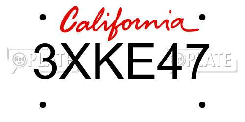 3XKE47 California License Plate