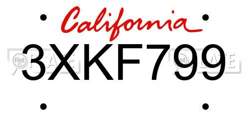 3XKF799 California License Plate