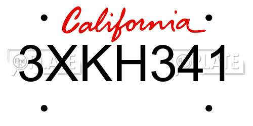 3XKH341 California License Plate