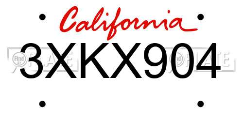 3XKX904 California License Plate