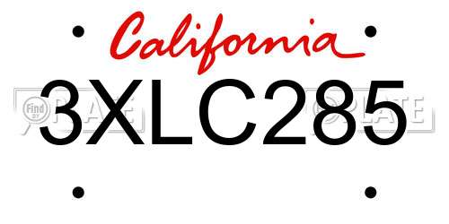 3XLC285 California License Plate