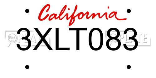 3XLT083 California License Plate