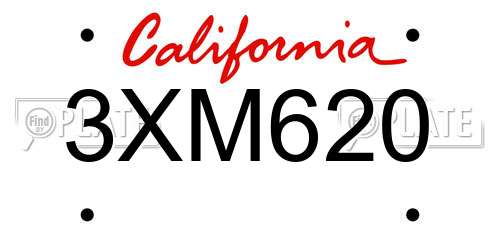 3XM620 California License Plate