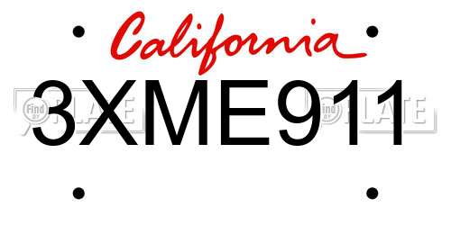 3XME911 California License Plate