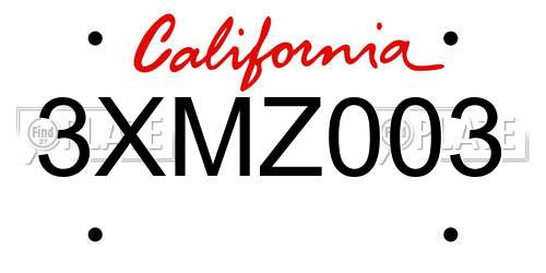 3XMZ003 California License Plate