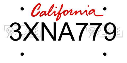 3XNA779 California License Plate