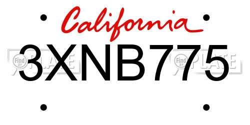 3XNB775 California License Plate