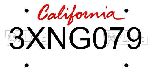 3XNG079 California License Plate