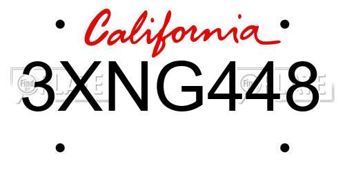 3XNG448 California License Plate