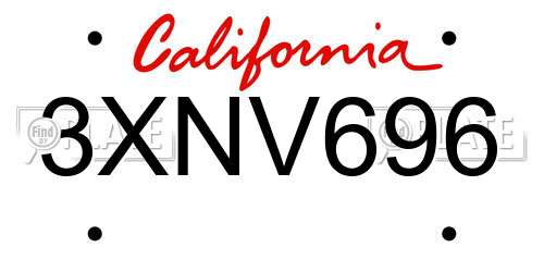 3XNV696 California License Plate