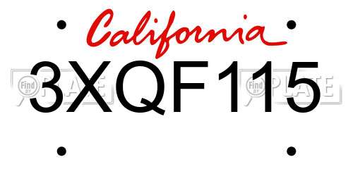3XQF115 California License Plate