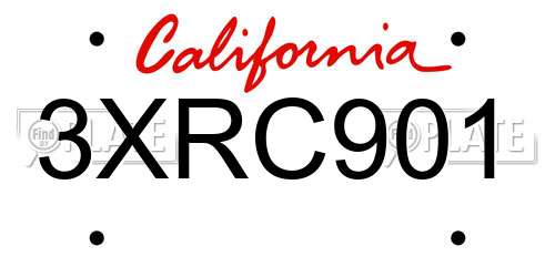 3XRC901 California License Plate