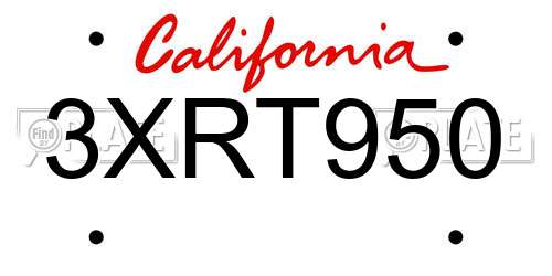 3XRT950 California License Plate
