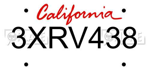 3XRV438 California License Plate