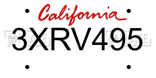 3XRV495 California License Plate
