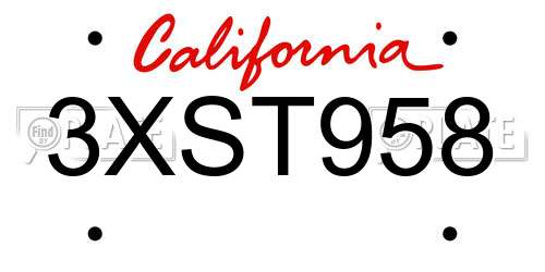 3XST958 California License Plate
