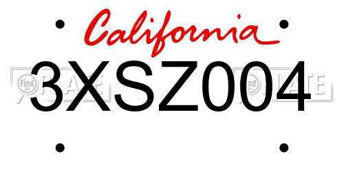 3XSZ004 California License Plate