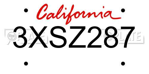 3XSZ287 California License Plate