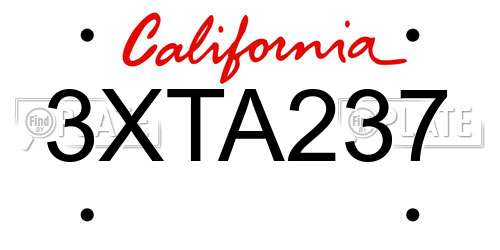 3XTA237 California License Plate