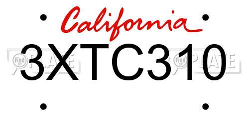 3XTC310 California License Plate