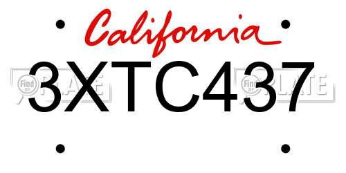 3XTC437 California License Plate