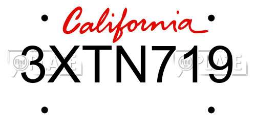 3XTN719 California License Plate