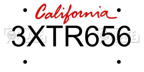 3XTR656 California License Plate