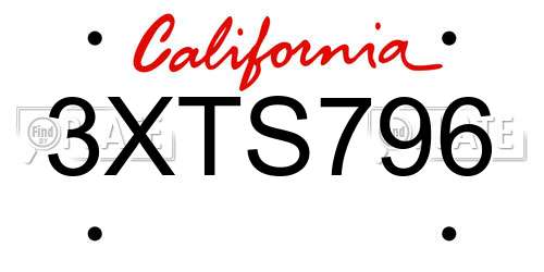 3XTS796 California License Plate